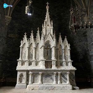 Grand Autel Religieux d'Église Intérieur <span class=keywords><strong>en</strong></span> Pierre Naturelle Sculptée à la Main, <span class=keywords><strong>Table</strong></span> d'Altar Catholique <span class=keywords><strong>en</strong></span> Marbre pour la Prière - Product Image 1