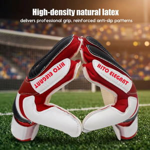 Gants de gardien de but de football en latex allemand, design personnalisé noir et rouge, coupe négative, extensibles, avec latex allemand de 3 mm et embossage - Product Image 6