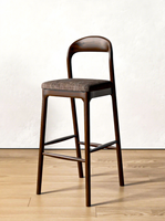 Chaise de bar haute en bois massif et tissu, style nordique, moderne et simple, pour réception, fauteuil de cuisine de luxe stable