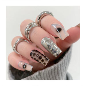 <span class=keywords><strong>Uñas</strong></span> Postizas Largas Cuadradas de Moda, Color <span class=keywords><strong>Rosa</strong></span> Degradado, con Flores Cruzadas, Hechas a Mano, Suministros para Joyería, <span class=keywords><strong>Uñas</strong></span> a Presión al por Mayor - Product Image 2
