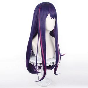 Peluca de Cosplay de Anime Oshi No Ko, <span class=keywords><strong>Ai</strong></span> <span class=keywords><strong>Hoshino</strong></span>, Larga, Lisa, de 80 cm, Color Morado y Rosa Mixto, con una Cola de Caballo, Venta al por Mayor - Product Image 4