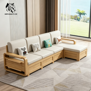 chinese factory good price customizable <b>large</b> stock ready to ship new design fabric sofa living room furniture wood storage sofa - Product Image 3