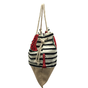 Fábrica de Stock a granel buen precio personalizado verano grande de yute de algodón de las <span class=keywords><strong>mujeres</strong></span> Bolso Tote de playa - Product Image 3
