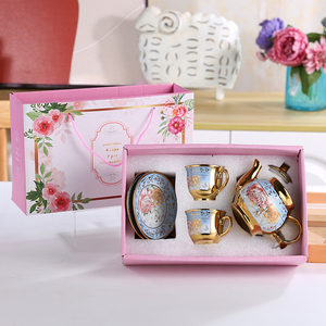 Expédition rapide Chine Tasse À Café Ensemble Européen Plaqué Or En Céramique Café et Thé Tasses Ensemble Cadeau avec Soucoupe et Théière - Product Image 4