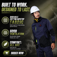 Vêtements de travail de sécurité robustes en coton Ripstop 100 % personnalisés OEM, coudes renforcés, respirants, pour la construction et la mécanique