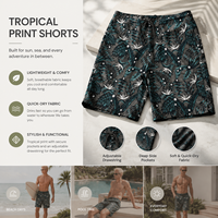Short de bain YILONG pour homme, gris foncé, style insulaire, imprimé floral, séchage rapide, taille élastique, short de plage, boardshorts
