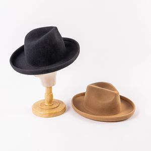Chapeau en feutre de laine <span class=keywords><strong>tendance</strong></span> <span class=keywords><strong>2022</strong></span>, chapeau Fedora rétro à bord relevé pour femmes, dames, enfants, mode automne-hiver - Product Image 6
