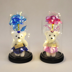 Cadeaux de fête des mères Rose naturelle éternelle préservée Lumière LED dans un dôme en verre Led Forever Rose Flowers Cadeau pour la Saint-<span class=keywords><strong>Valentin</strong></span> - Product Image 6