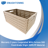 Caisse en plastique pliable gain de place, aspect bois, ventilée, empilable, pour le stockage des fruits
