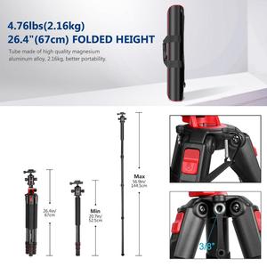 Trípode/Monópode para Cámara Neewer <span class=keywords><strong>de</strong></span> Fibra <span class=keywords><strong>de</strong></span> Carbono con Columna Central Giratoria, Portátil y Ligero, 75 <span class=keywords><strong>Pulgadas</strong></span>/191 Centímetros, 360 Grados - Product Image 4