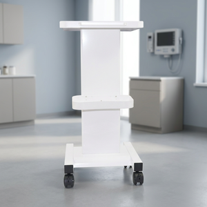 Modern Stainless Steel <b>4</b>-<b>Wheel</b> Stable Beauty Machine <b>Trolley</b> Stand White Spa Salon Storage Tray for Home Office Equipment - Product Image 3