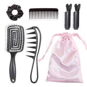 Wanmei Hair Styling <b>Tools</b> Set With Comb Brush <b>Clips</b> And Bag For Home Use Black ABS Material - Product Image 1
