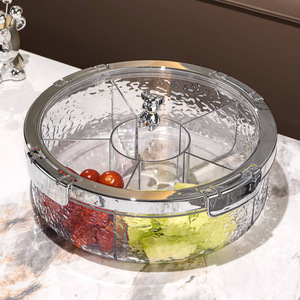 Round Candy Box With Lid 1-3L Glass Storage Container For Snacks Dried Fruits Coffee Table Fruit Platter - Product Image 3