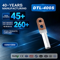 DTL-400S DTLS Cosses bimétalliques à double trou en cuivre-aluminium, soudées par friction, pour câble, borne de transition à sertir 1000V
