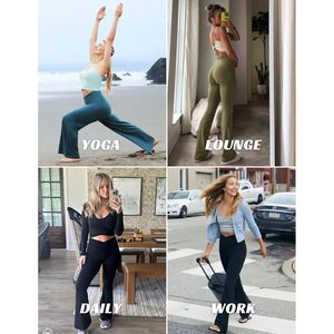 FOXA Women's High Waist <b>Flare</b> Legging Tummy Control Yoga Pants With Pockets Spandex Nylon Material - Product Image 5