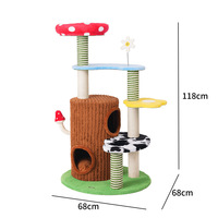 Lit d'arbre à chat multifonctionnel à 5 niveaux de style moderne et écologique Petit cadre d'escalade pour chat peu encombrant Carton en tissu peluche court