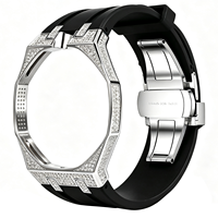 Bracelet de montre de luxe réglable en caoutchouc, acier inoxydable et silicone OEM pour APSWATCH--1 avec boucle ardillon et fermoir papillon