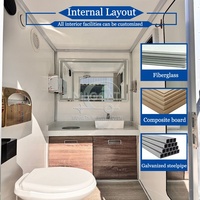 Promotion : Remorque WC Mobile 2 Postes à Essieu Unique, Toilettes Portables avec Lavabo, Miroir et Fenêtre pour Événements Extérieurs