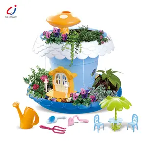 Chengji educational magical cottage flower planting toys diy assembly plastic mini fairy garden kit toy for kids