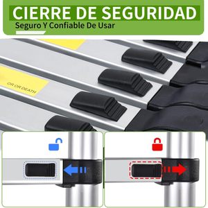 <span class=keywords><strong>Escalera</strong></span> Telescópica de Aluminio de <span class=keywords><strong>5</strong></span> <span class=keywords><strong>Metros</strong></span>, Capacidad de Carga de 150 kg, Plegable, Retráctil, <span class=keywords><strong>Extensible</strong></span>, Compacta y Portátil - Product Image 4