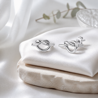 Boucles d'oreilles clous en forme de nœud en acier inoxydable couleur or 12 mm, faites à la main, polies, minimalistes, bijoux de mode pour femmes, vente en gros
