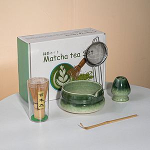 Ensemble de 5 fouets à matcha, kit de matcha vert, comprenant un bol en céramique avec bec verseur, un support pour fouet à matcha, un tamis, une cuillère en bambou - Product Image 1