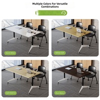 Conjunto de Mesa de Conferencia Comercial Modular de Acero Inoxidable, Plegable, Móvil, con Separador, Forma Oblonga, Diseño Moderno