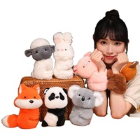 Bracelet en peluche brodé en tissu de coton pour enfants, motif renard, raton laveur, koala, panda, avec fonction claquant et s'agrippant, idéal pour les anniversaires