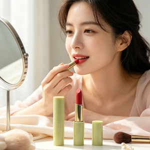 หลอดลิปสติกเปล่าสีเขียวพิมพ์โลโก้ได้ ขนาด 3.5 กรัม ทรงกลมเพรียวบาง สำหรับใส่ลิปบาล์มแบบพกพา บรรจุภัณฑ์กล่องแบบสั่งทำพิเศษ - Product Image 2