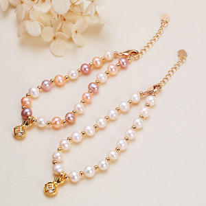 Pulsera de Perlas de Agua Dulce Hechas a Mano para Mujer, Estilo Barroco, con Colgantes de Cristal y Dijes, Joyería al por Mayor - Product Image 2