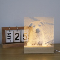 Lampe de nuit LED 3D à illusion d'optique en acrylique, lampe de table de chevet en bois USB, lampe visuelle en acrylique, décoration d'intérieur