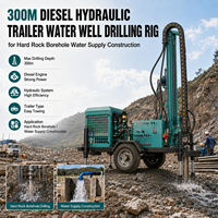 Plateforme de forage hydraulique portative sur roues de 300 m pour la construction et l'approvisionnement de puits d'eau profonds