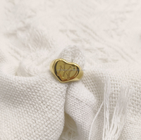 Neuestes Design Edelstahl Herzförmiger Siegelring Hochglanzpoliert in Gold- und Silberfarbe Personalisierter Ring