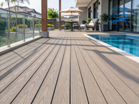 Planche de terrasse WPC 150x23mm à trous ronds creux, composite bois-plastique, revêtement de sol extérieur pour patio, jardin, terrasse