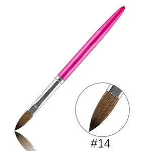 Pinceaux de <span class=keywords><strong>manucure</strong></span> stylo outils fournisseur Fuchsia métal poignée cheveux naturels acrylique Nail Art brosse - Product Image 5