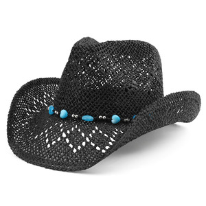 Sombrero <span class=keywords><strong>de</strong></span> vaquero occidental <span class=keywords><strong>de</strong></span> cuero calado estilo bohemio con rayas, <span class=keywords><strong>de</strong></span> ala ancha, para playa, <span class=keywords><strong>de</strong></span> verano, con protección solar, transfronterizo - Product Image 1