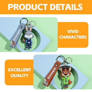 Nouveau style 2026, vente en gros, porte-clés Zootopia Crazy Animal City en PVC et caoutchouc, mignon dessin animé Judy Nick, pendentif de sac pour couple - Product Image 3