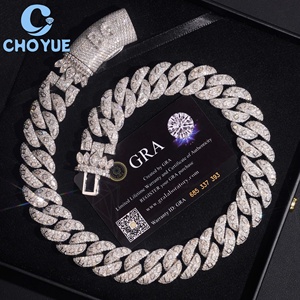 Collar de Cadena Cubana Personalizado con Cierre de Plata de Ley 925, Chapado en Oro Rosa, con Moissanita de 20 mm, Estilo Hiphop para Hombre, Joyería Iced Out - Product Image 4