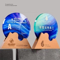 Trofeo de Cristal K9 Transparente con Grabado Láser Ecológico e Impresión a Color, Personalizado con Base de Madera, para Deportes, Negocios y Oficina, Venta al Por Mayor