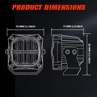 Feux LED super lumineux de 3 pouces, paire avec DRL rétroéclairé ambre, lumière carrée hors route, cube lumineux pour Toyota Tundra 4x4