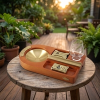 JIFENG JF-T107 Plus – Coffret Cadeau Luxe Moderne en Bois Naturel pour Accessoires de Cigares, Cendrier en Acier Inoxydable, Logo Personnalisé, Verres à Vin, Briquet