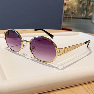Retro <b>Round</b> <b>Sunglasses</b> Gold <b>Frame</b> UV400 Women's Fashion Sunshades Type 3 PC Lens Black <b>Frame</b> - Product Image 2