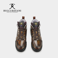 BUCCI BATANI Chaussures décontractées pour hommes en tissu jaune-vert, tige en tissu Scabal, semelle extérieure en caoutchouc XL SC100-E007