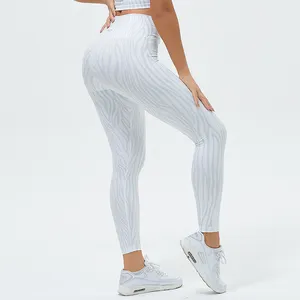 Miqi-mallas de yoga de cintura alta, pantalones de yoga blancos con estampado de cebra y trasero, 2022