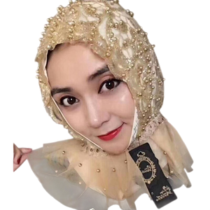 หรับผู้หญิงผ้าโพกหัวผ้าโพลีเอสเตอร์ผูกโบว์แบบปรับแต่งได้หมวกแก๊ปผ้าโพกหัวสไตล์อาหรับพิมพ์ลายระบายอากาศได้ผ้าทอสี่ชิ้น - Product Image 1