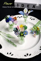 Figurines de fleurs en verre miniatures faites à la main - Plus de 49 styles d'art floral décoratif du mois de naissance pour la maison, le bureau