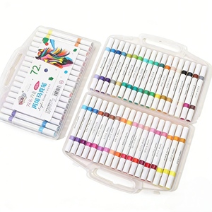 Juego de Marcadores Acrílicos de Doble Punta de 72 <span class=keywords><strong>Colores</strong></span> Directo de Fábrica, Rotuladores Acrílicos con Punta de Pincel Suave y Punta Fina para Dibujar - Product Image 1