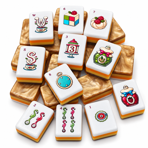 Jeu de tuiles de mahjong américain de qualité supérieure, 160 pièces, en acrylique gravé au laser, effet marbré, pour cadeau d'anniversaire - Product Image 1