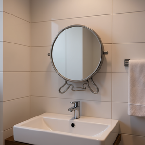 Espejo de Baño Minimalista de 7 Pulgadas con Marco de Acero y Borde de Hierro, Antivaho, ESPEJO - Product Image 1