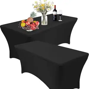 Cubierta de mesa Rectangular para exteriores, cubierta de LICRA elástica ajustada, ideal para bodas, eventos y fiestas, gran oferta